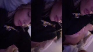 Breckie Hill nip slip no panties in bed