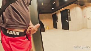 GentlyPerv pass by slut jerk off public toilet