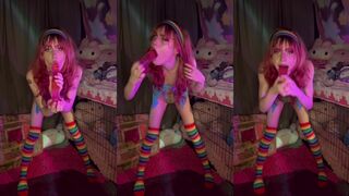 Schizobimb0 standing up dildo deepthroat