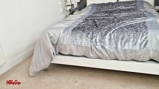 Locked cucky gets a tasty treat