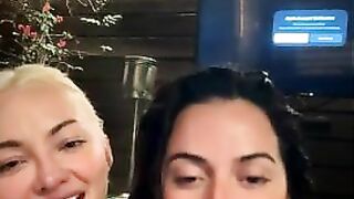 Lindsey Pelas, Tasha Geroulis aka Anastasia Oriana in a hot tub