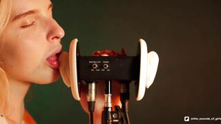 Sounds of Girls ASMR - Wet Close Up Ear Licking by Elsa (17 min)