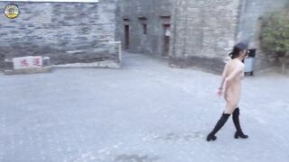 Fullfive outdoors nude squirt in ancient village