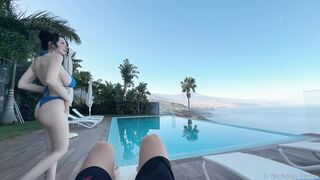 Laurine naked photoshoot poolside