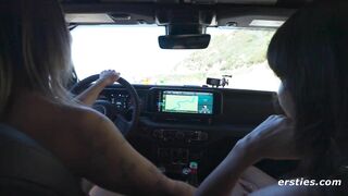 AlohaKiara aka HawaiianGeisha & FlashingEmma - Public Roadside Lesbic Masturbation