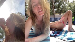 Diora Baird naked sunbath tease at the pool