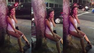 Public piss on tree
