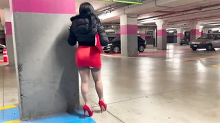 Red heels and nylons in public