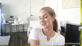 Caroline Zalog live - pink lingerie white tennis outfit